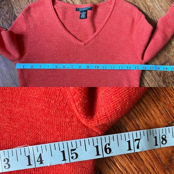 Sarah Spencer Italian Merino Wool Sweater Burnt Orange V-Neck S Made Australia - Picture 12 of 17